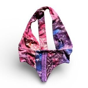 SISTER PARTY Colorful Halter Corset Top for Festivals | Size XS